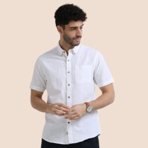 Men Linen Cotton 7447 White Shirts