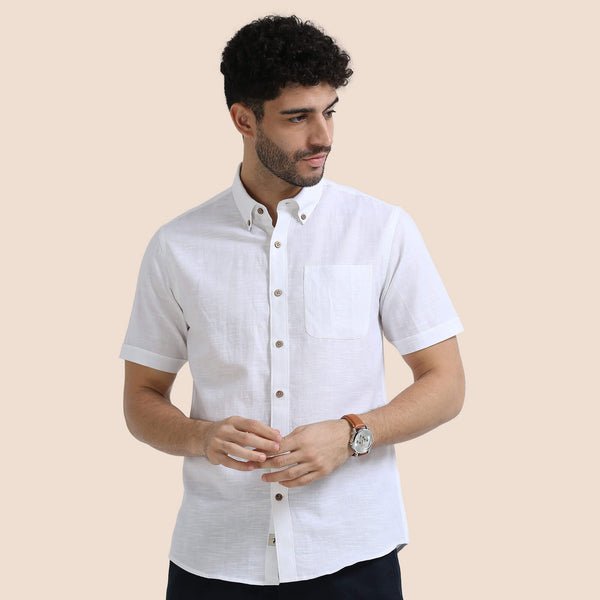 Men Linen Cotton 7447 White Shirts