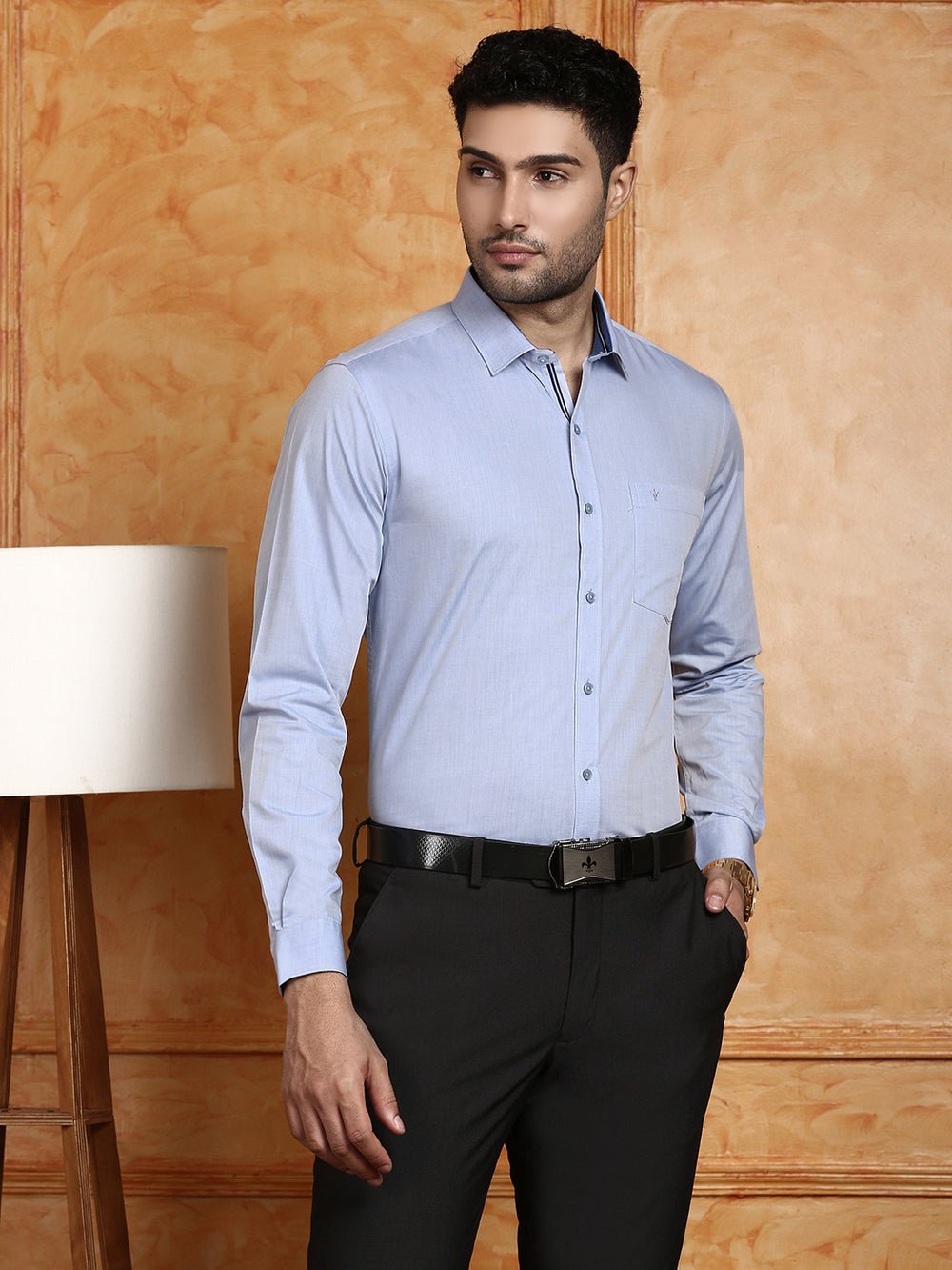 Men 100% Cotton Shirt Blue