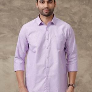 Men Cotton Blend Full Sleeves Shirt Lavender T1 GC17