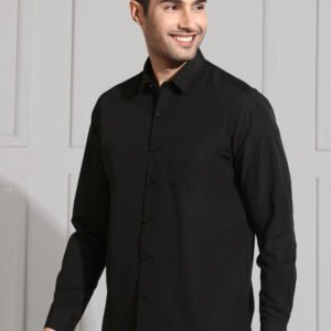 Men Cotton Blend Shirt Black