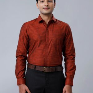 Men 100% Cotton Shirt Dark Maroon